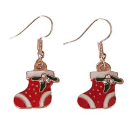 Christmas Stocking Red Earrings