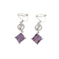 Circle And Diamond Purple Clip On Diamante Earrings