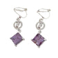 Circle And Diamond Purple Clip On Diamante Earrings