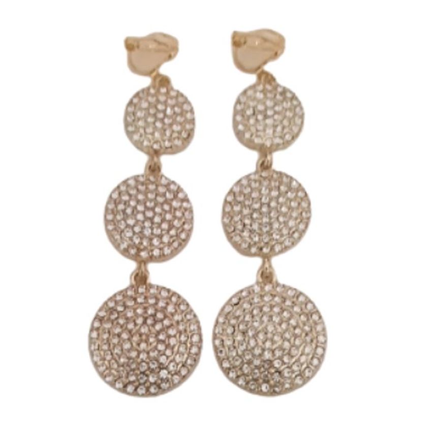 Clear Cubic Zirconia Drop Clip On Earrings