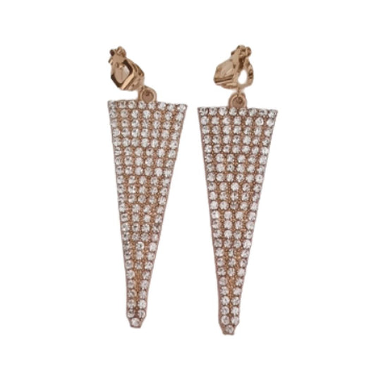 Clear Cubic Zirconia Drop Clip On Earrings