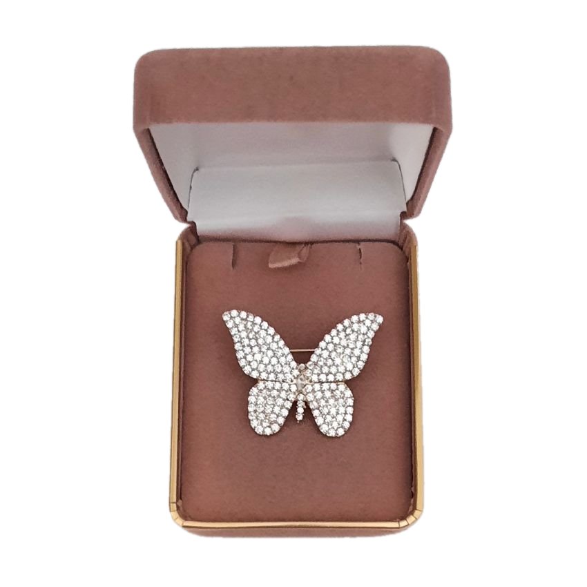 Clear Butterfly Brooch Set With Diamante Stones
