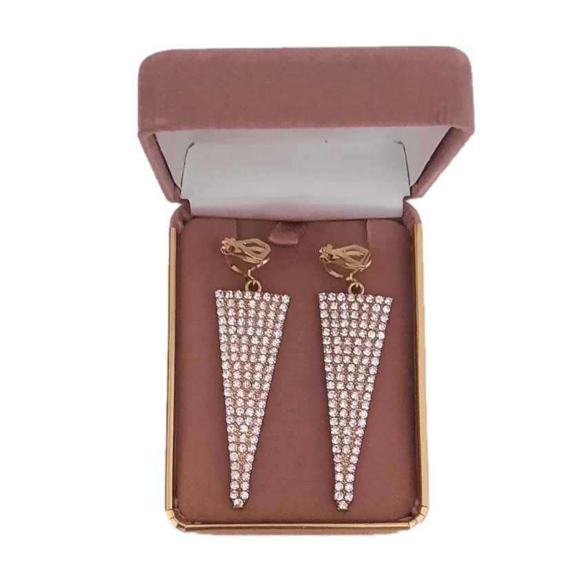 Clear Cubic Zirconia Drop Clip On Earrings(2