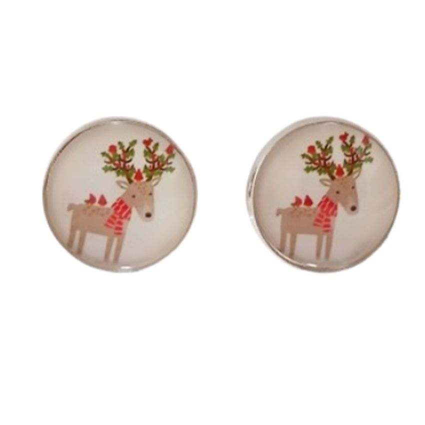 Clip On Stud Reindeer Earrings