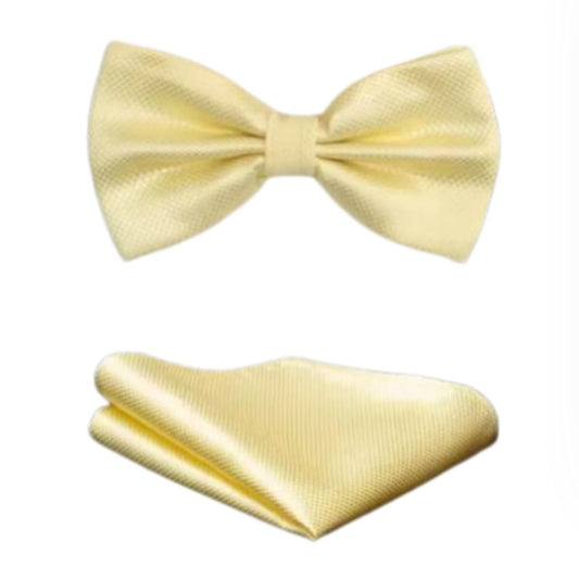 Chiffon Yellow Matching Bow Tie And Handkerchief Set