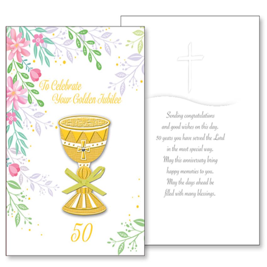 Embossed Golden Jubilee Blessing Greeting Card