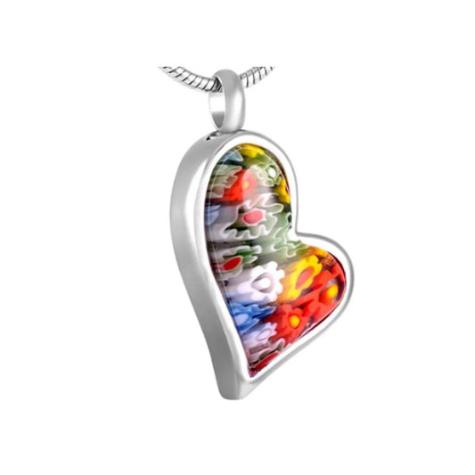 Coloured Heart Cremation Ashes Locket