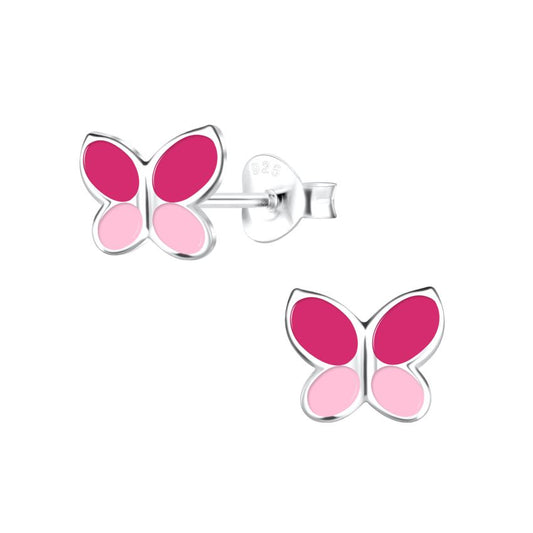 Coloured Sterling Silver Butterfly Earrings