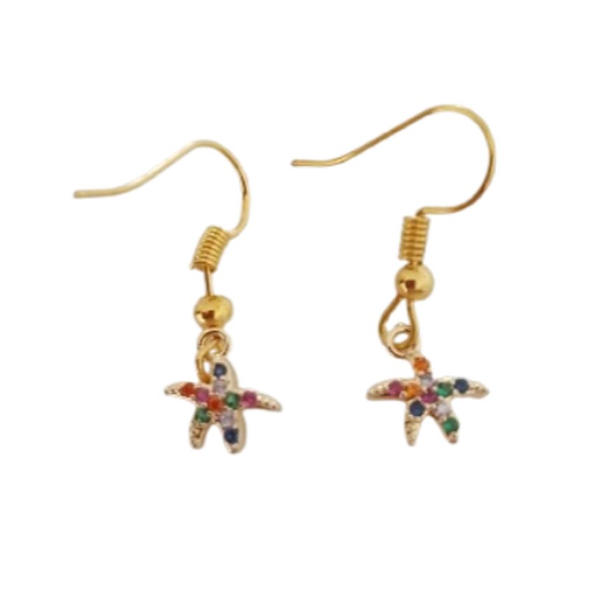 Coloured Star Dangly Fashion Earrings