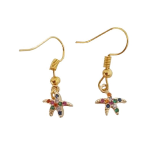 Coloured Star Dangly Fashion Earrings