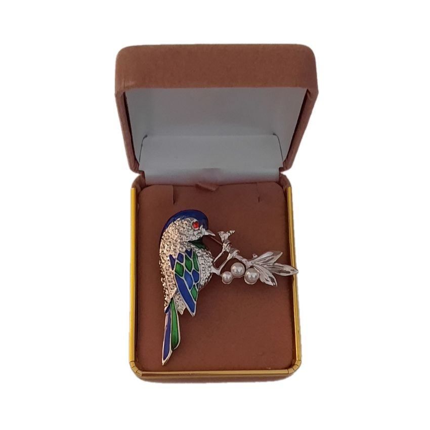 Colourful Bird On A Branch Brooch(2)