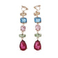 Colourful Crystal Drop Clip On Earrings