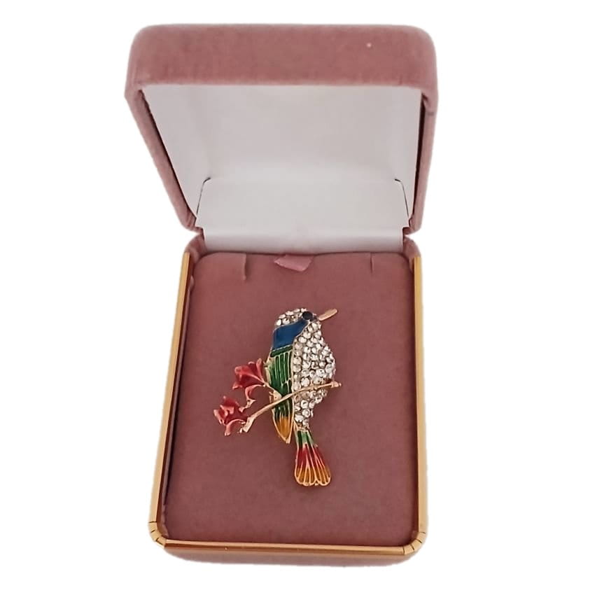 Colourful Bird On A Branch Brooch(2)
