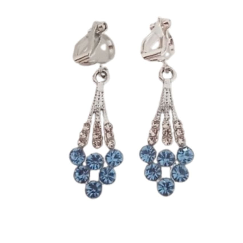 Cornflower Blue Drop Clip On Earrings