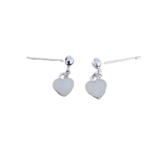 Cream Heart Sterling Silver Earrings
