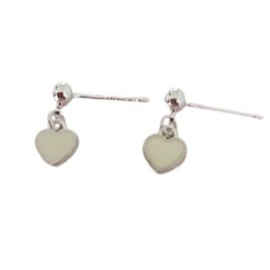 Cream Heart Sterling Silver Earrings