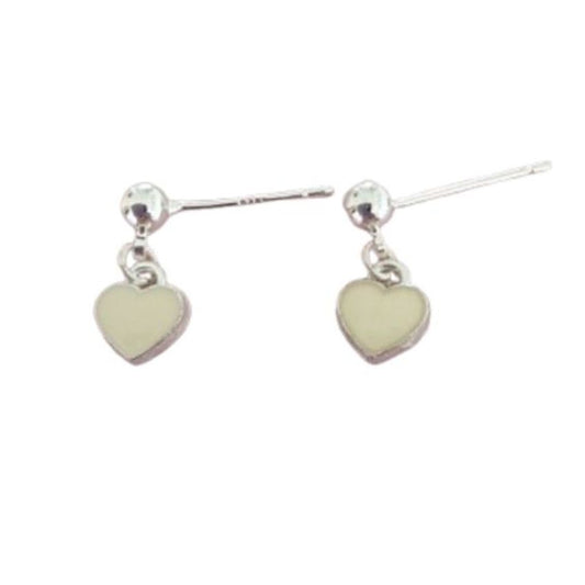 Cream Heart Sterling Silver Earrings