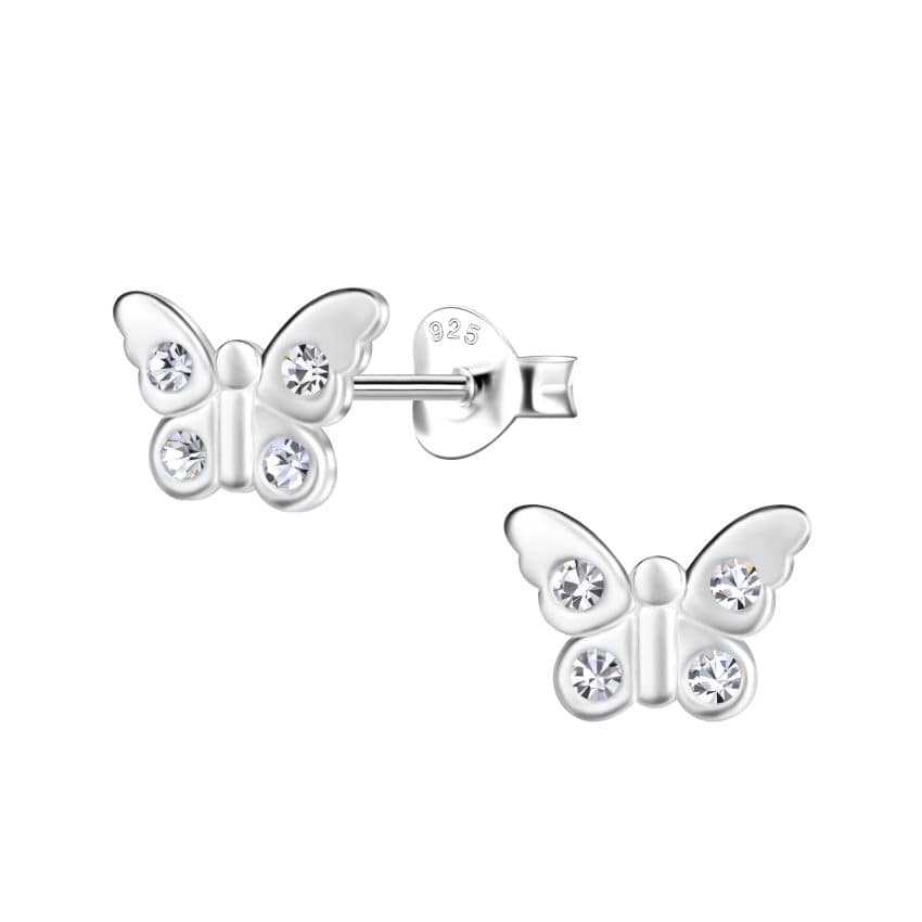 Crystal Butterfly Sterling Silver Earrings