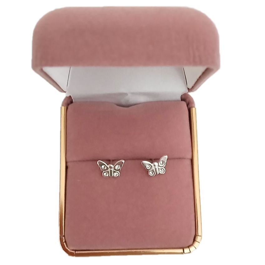 Crystal Butterfly Sterling Silver Earrings(2)