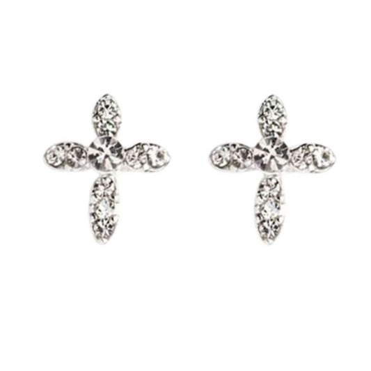 Crystal Cross Communion Clip On Earrings