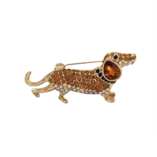 Crystal Dog Brooch
