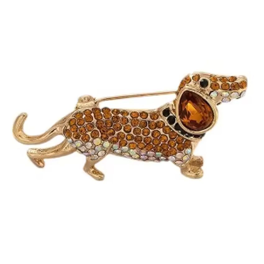 Crystal Dog Brooch