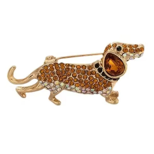 Crystal Dog Brooch