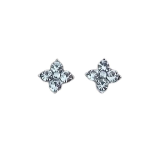 Crystal Flower Stud Clip On Earrings