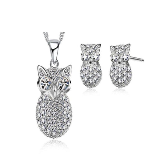 Crystal Matching Owl Jewellery Set