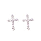Crystal Silver Plated Communion Cross Earrings