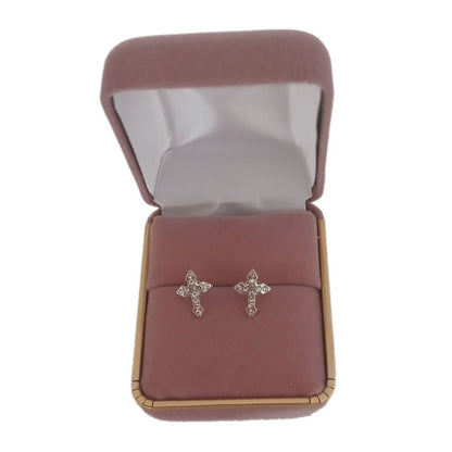 Crystal Silver Plated Communion Cross Earrings(2)