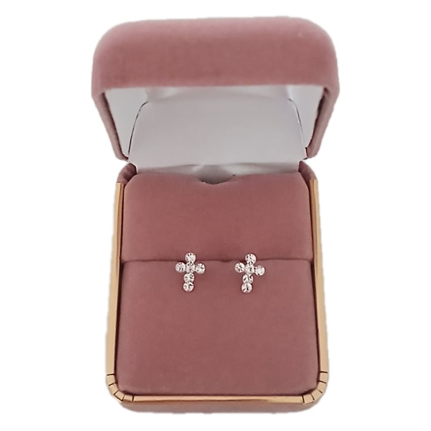 Crystal Sterling Silver Communion Cross Earrings(2)
