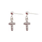Crystal Sterling Silver Drop Cross Earrings