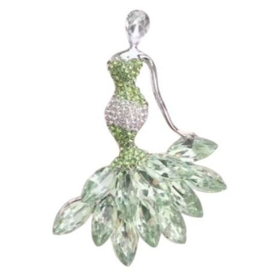 Crystal Stone Lady Brooch