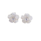 Crystal Stone Silver White Flower Earrings