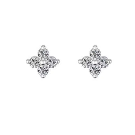 Crystal Flower Stud Clip On Earrings