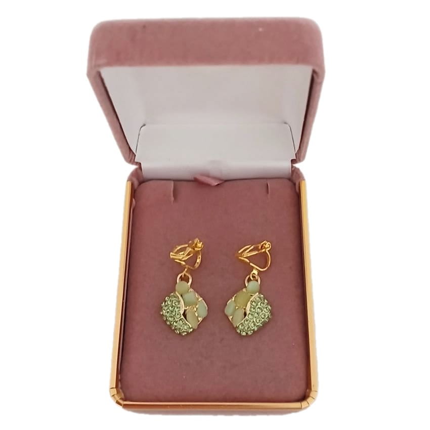 Crystal Green Clip On Earrings(2)