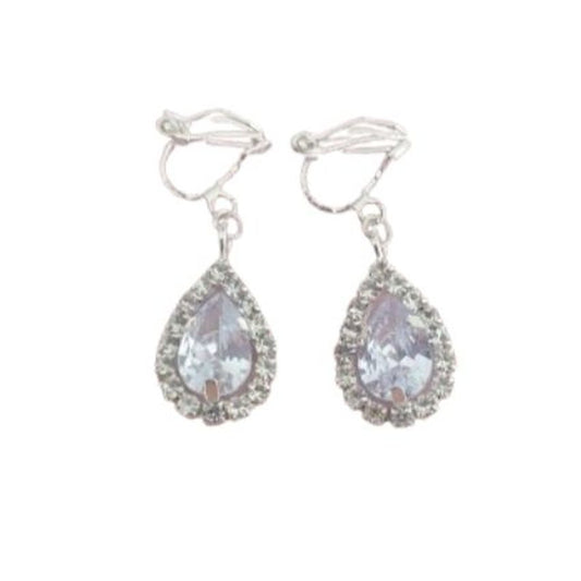 Crystal Peardrop Clip On Earrings