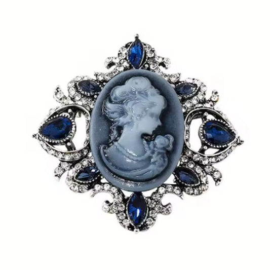 Crystal Set Traditional Cameo Brooch