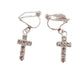Crystal Square Cross Clip On Earrings
