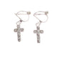 Crystal Square Cross Clip On Earrings