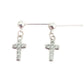 Crystal Sterling Silver Drop Cross Earrings