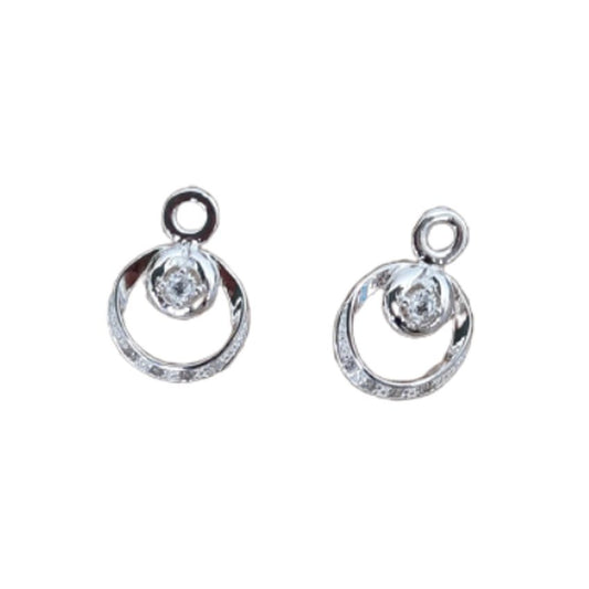 Cubic Zirconia Double Circle Silver Earrings