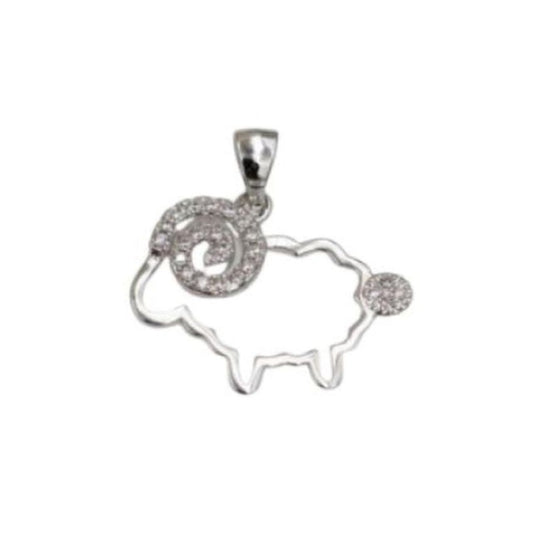 Cubic Zirconia Encrusted Ram Head And Tail Pendant