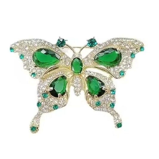 Cubic Zirconia Green Butterfly Brooch
