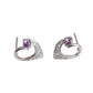 Cubic Zirconia Heart Amethyst Stone Silver Earrings