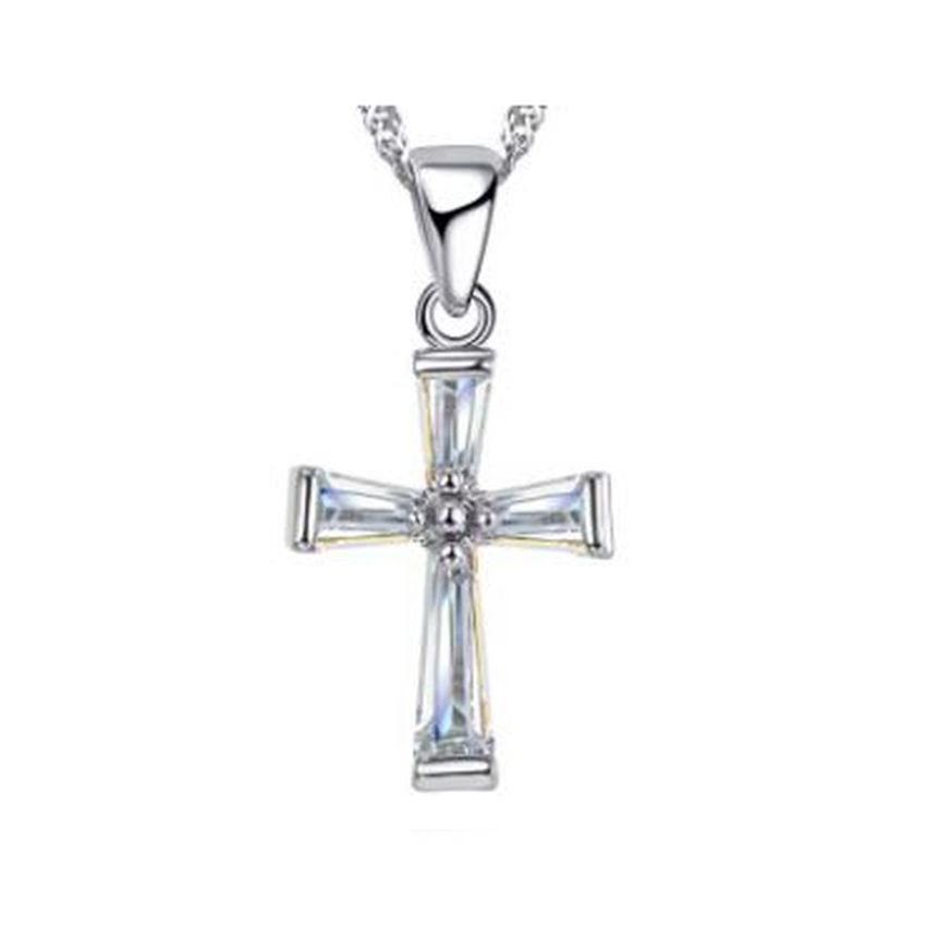 Cubic Zirconia Silver Cross Pendant