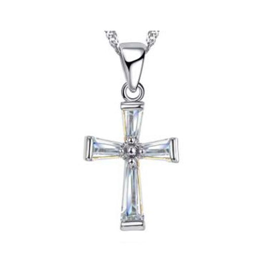 Cubic Zirconia Silver Cross Pendant