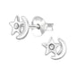 Cubic Zirconia Silver Half Moon And Star Earrings
