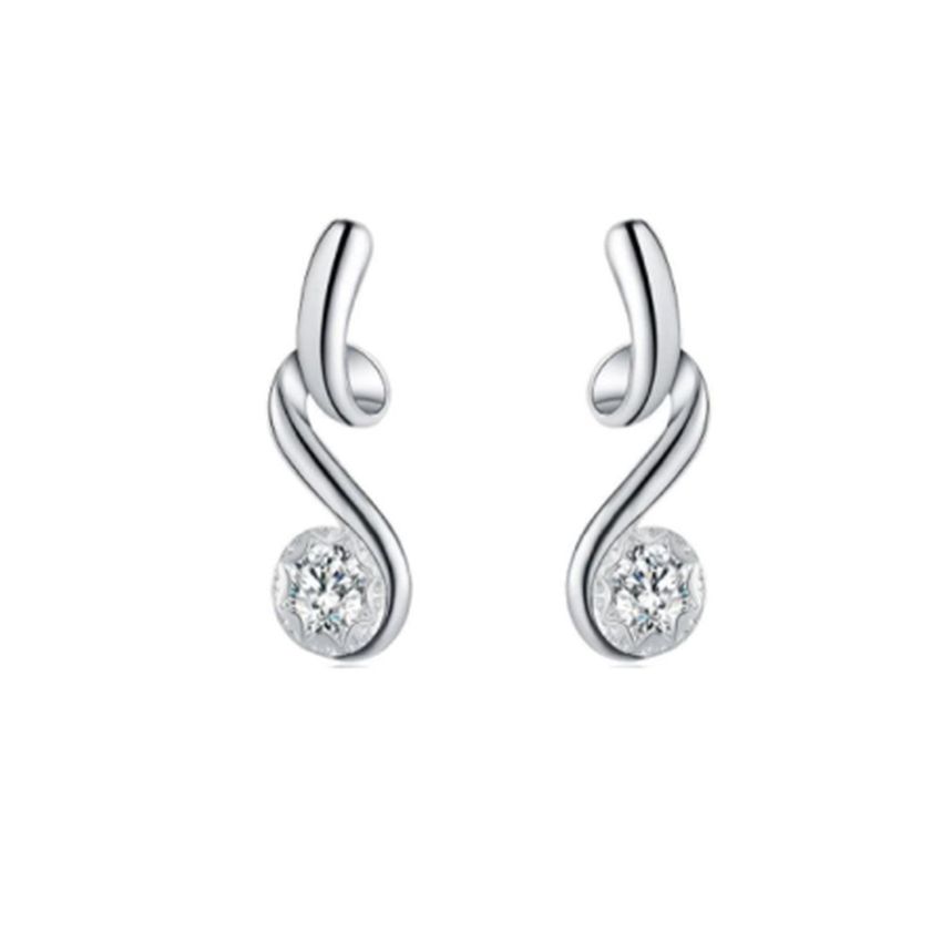 Cubic Zirconia Silver Swirl Earrings